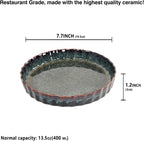 7 Inch Ceramic Pie Pan Quiche Dish 13.5 Ounces Baking Pan, Set of 2 Au Gratin Baking Dishes, Non-Stick Tart Pan, Pie Plate for Apple, Oven Safe, Round Ruffled Edge 7.7 Inch