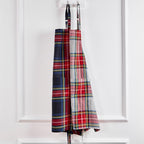 Solino Home Linen Bib Apron for Men & Women - White Plaid Kitchen Apron with Front Pockets - Handcrafted from European Flax