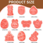 10 Pcs Cookie Cutters Set Cookie Stamps 3D Cookie Stamps for Biscuit Snacks Fondant Cheese Baking Molds for Rabbit Egg Butterfly Church Chick