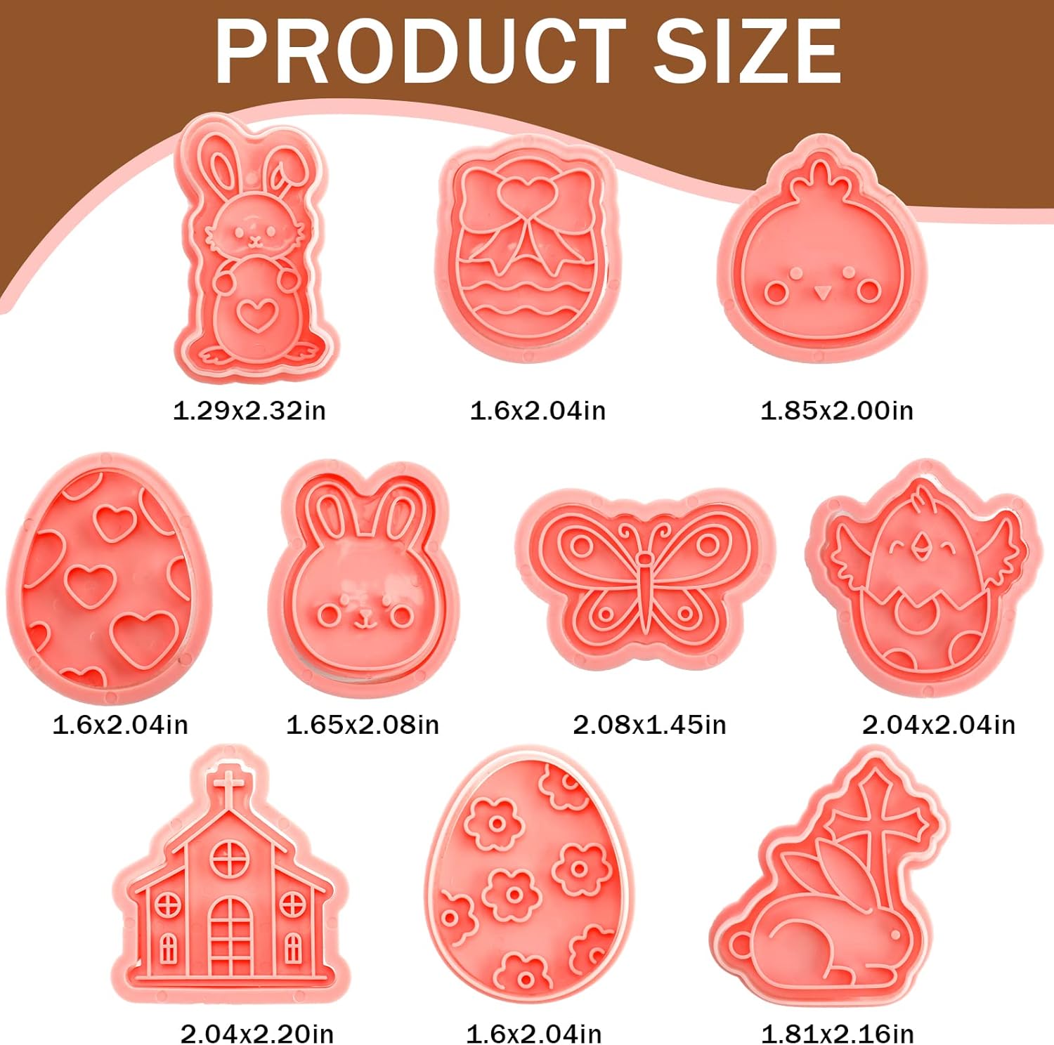 10 Pcs Cookie Cutters Set Cookie Stamps 3D Cookie Stamps for Biscuit Snacks Fondant Cheese Baking Molds for Rabbit Egg Butterfly Church Chick