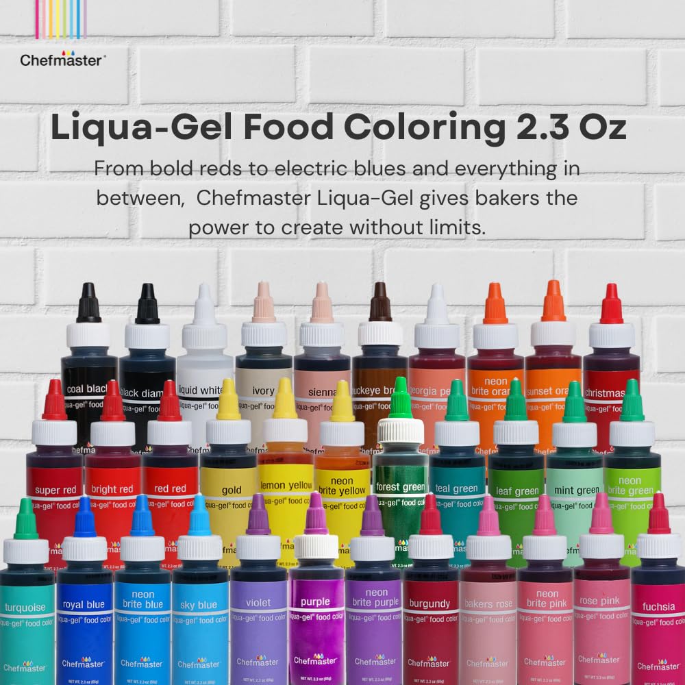 Chefmaster Fuschsia Liqua-Gel® Food Coloring | Vibrant Color | Professional-Grade Dye for Icing, Frosting, Fondant | Baking & Decorating | Fade-Resistant | Easy-to-Use | Made in USA | 2.3 oz