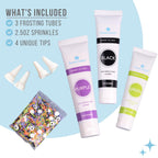 Sweets Indeed Frosting Kit plus Sprinkles Frosting Tubes nozzles 11.71 ounces Perfect for baking and cookie decoarting (Monster Mash)