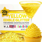 Bulk 20g Yellow Edible Glitter for Drinks | Premium Edible Glitter for Cakes, Cocktails, Yellow Cake Decorating Decorations Food Grade, Vegan, Kosher, Halal, Gluten Free - Made in USA