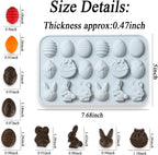 2 Pcs Easter Silicone Chocolate Molds, 18 Cavity Mini Bunny Egg Candy Molds Design for Making Jellies, Soft Candy, Ice Cubes, Wax Melts, Soaps, Resin etc Cake Decoration