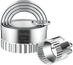 iNeibo Fluted Edge Biscuit Cutter Set - Round Circle Scone, Pastry, and Dough Cutters for Baking, Dumpling Skin, and Fondant