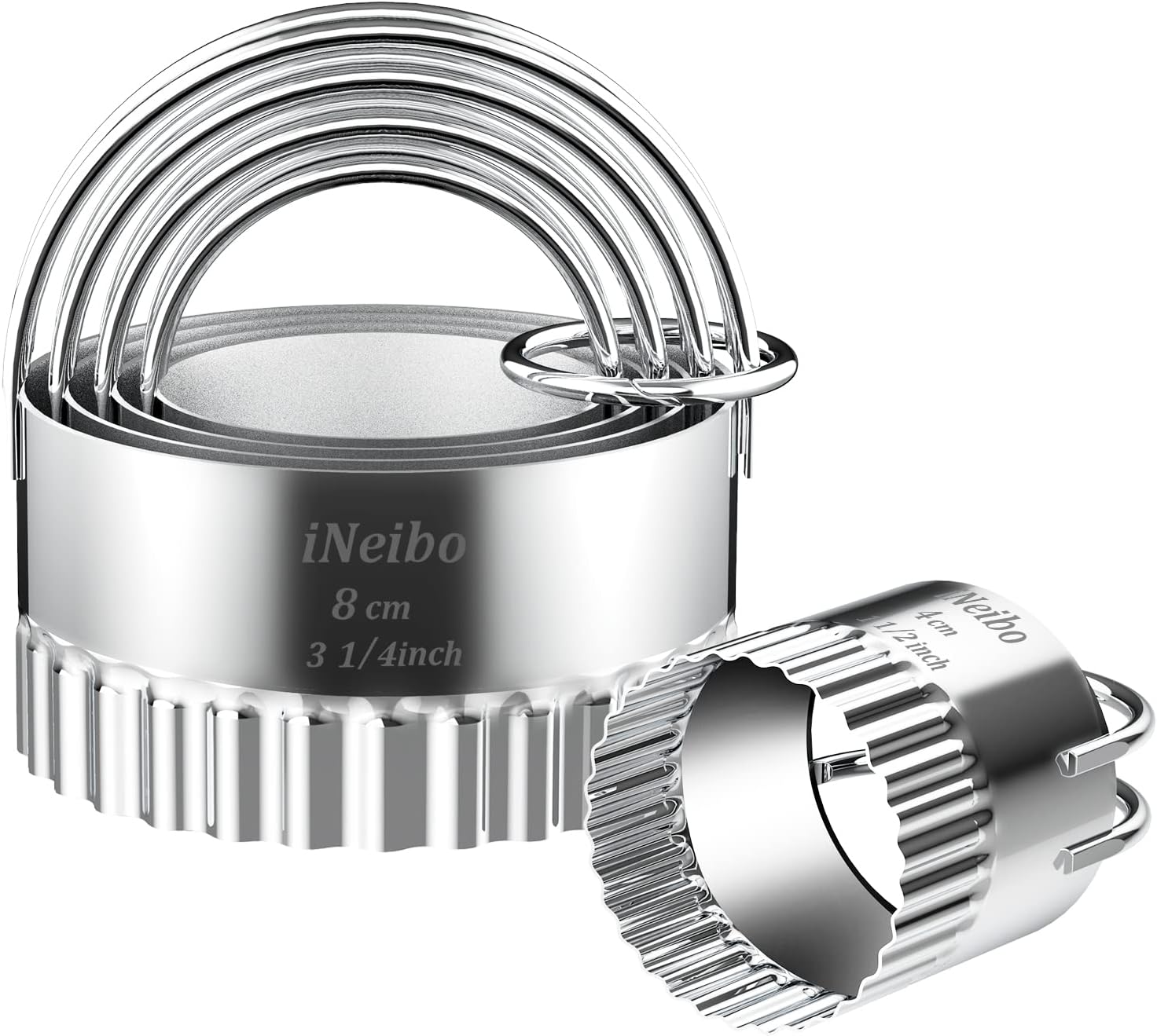 iNeibo Fluted Edge Biscuit Cutter Set - Round Circle Scone, Pastry, and Dough Cutters for Baking, Dumpling Skin, and Fondant