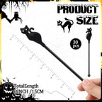30 Pcs Halloween Swizzle Sticks Plastic Coffee and Cocktail Stirrers Fall Thanksgiving Drink Stirrers Cocktail Mixers for Halloween Fall Autumn Party Tea Coffee Bar Decoration(Black Cat)