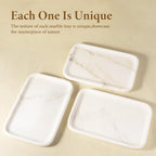 Koville Marble Tray, 12"x8" Marble Vanity Tray for Bathroom Kitchen Countertop, Rectangular Stone Tray for Cosmetics Perfume Trinket, Decorative Catchall Trays (Oriental Calacatta)