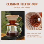 Ceramic Coffee Dripper Filter 02-4Cup Pour Over Coffee Dripper, 60 Angle Cone Ceramic Hand Brew Coffee Cup Retro Filter Set Reusable Portable Coffee Maker (Bronze)