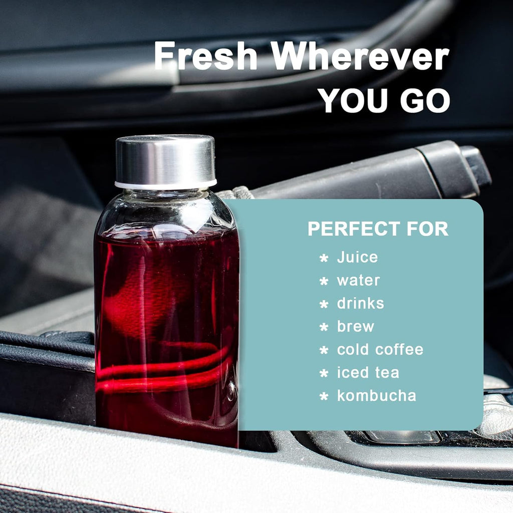 24 oz Clear Glass Juice Bottles with Lids, Reusable Refillable Water Bottles for Juicing,Refrigerator,100% Leak Proof, BPA Free, Juice Water Bottle Set of 10