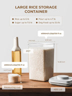 Cereal Containers Storage, 2 Pack Rice Holder, 4.22 Qt - 6 Lbs Food Storage Container Bin with Pop-up Lid for Rice Flour Sugar, Dry Food Holder for Kitchen Pantry Organization and Storage