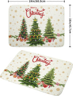 Christmas Tree Dish Drying Mat 18x24 for Winter Xmas Tree Snowflake Kitchen Counter Decor Absorbent Reversible Microfiber Xmas Tree Dishes Pad Dish Drainer Rack Mats Kitchen Accessories