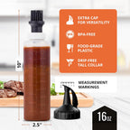 Silicone Basting Brush & BBQ Sauce Bottle - 16 oz Basting Bottle Dispenser for Grilling - Perfect Grill Brush for Marinades