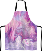 Purple Marble Pattern Bib Apron with Adjustable Neck for Men Women,Suitable for Home Kitchen Cooking Waitress Chef Grill Bistro Baking BBQ Apron