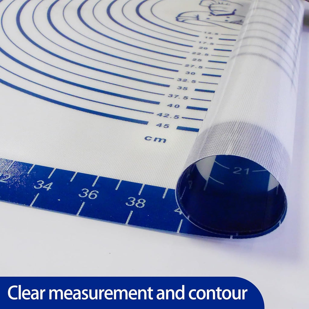 32x24" Silicone Pastry Mat for Rolling Dough Non Slip Non Stick Silicone Mats for Kitchen Counter Blue