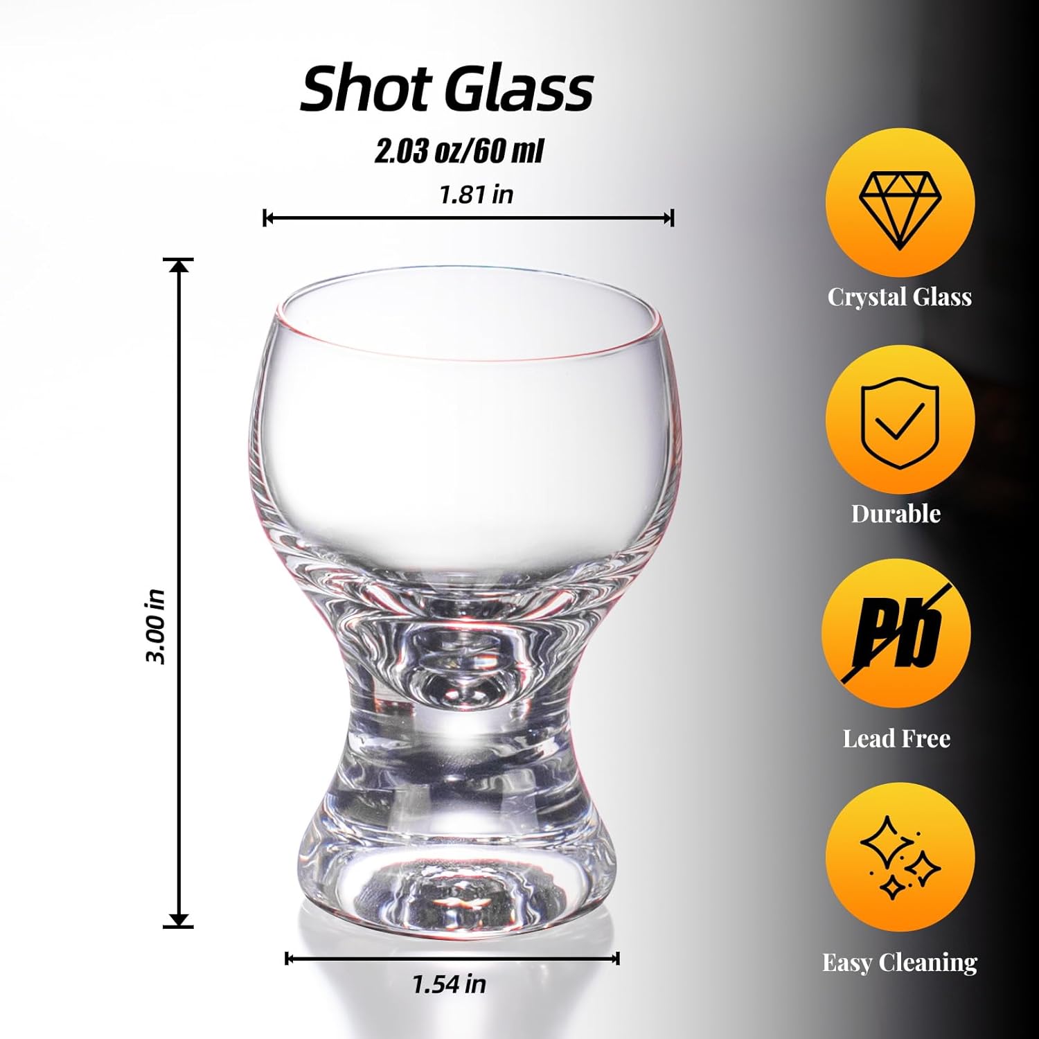 KAMMAK Shot Glasses Set of 2, 60ml/2oz Clear Espresso Shot Glass with Heavy Base for Bar Restaurants Home, Small Whiskey Shot Glass for Vodka, Whiskey, Tequila