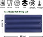 Dish Drying Mat, Small Silicone Drying Mat for Kitchen Counter, Heat Resistant Silicone Trivet for Countertop Protector, Super Thick Dish Drying Pad for Cup/Bottle/Glassware, Long & Narrow