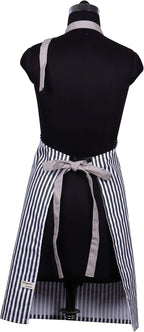 AMOUR INFINI Cotton Aprons for Women with Pockets Adjustable Strap and Waist Ties Printed Reusable Aprons for Baking, Cooking, Gardening (27.5 x 33 Inches - Charcoal)