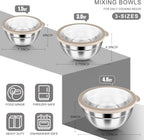 HaWare Mixing Bowls with Airtight Clear Lids, 6-Piece Stainless Steel Strong Nesting Bowls Set, Metal Salad Bowl for Cooking, Prepping, Baking, Serving & Food Storage, Size 4.6, 3, 1.5QT, Khaki