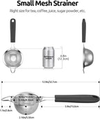 U-Taste Small Fine Mesh Strainer: 18/8 Stainless Steel 3.35in 30 Mesh Kitchen Food Sieve with Sturdy Riveted Silicone Handle, Heavy Duty Deep Handheld Metal Colander for Tea, Juice (Black)