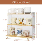 Coffee Mug Holder Wooden Cup Station Organizer 3 Tier Cup Holder for Coffee Bar Mug Display Rack for Countertop Mug Holder Shelf for Home Kitchen Pine Wood