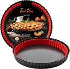 Tart Pan with Removable Bottom,9 Inch Tart and Quiche Pan,Non-stick Round Carbon Steel Deep Fluted Pie Pan with Crust Shaper Ring - Quiche Baking Dish Tart Pans For Baking Party Festival