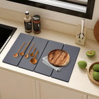 Large Dish Drying Mat for Kitchen Counter,24"×16"Fast Dry Pad Absorbent Countertop Mat, Heat-resistant Mat,Diatomaceous Earth Mats,Gray
