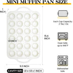 2 Pcs Silicone Mini Muffin Pan With Metal Frame, 24 Cups Nonstick Cupcake Tray for Baking, Small Muffin Molds with Handles (Cream)