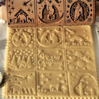 Christmas Wooden Rolling Pin for Baking,Engraved Embossing Rolling Pin Cookie Stamps Roller Square Grid Cookies Mold Kitchen Decor Tools for Kids Adults(Jesus Nine Palaces)