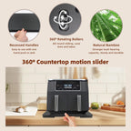 360° Rolling Tray Bamboo Appliance Slider for Kitchen Appliances, for Breville Espresso Machine Accessories, Sliding Tray for Coffee Maker Appliances Mat Easily from Under The Cabinet Black 13"×15.7"