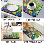 Dish Drying Mat for Kitchen Counter 24x18in Washable Quick Dish Drying Pad Rubber Backed Absorbent Draining Mat Fit Kitchen Counter,Bar,Under Sink,Dishes,Utensils,Dish Rack