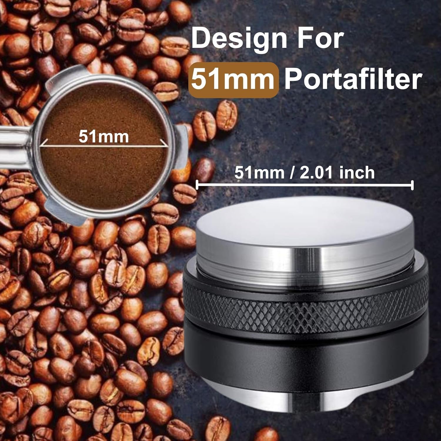 51mm Coffee Tamper and Distributor, Dual Head Coffee Leveler Fits for 51mm Portafilter, Adjustable Depth Espresso Hand Tampers, Professional Barista Espresso Distribution Tool
