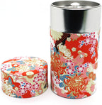 Japanese Pokkan Coffee Spice Tea Tin Canister Washi Paper Storage with Lid 7.05 oz Capacity (Eto)