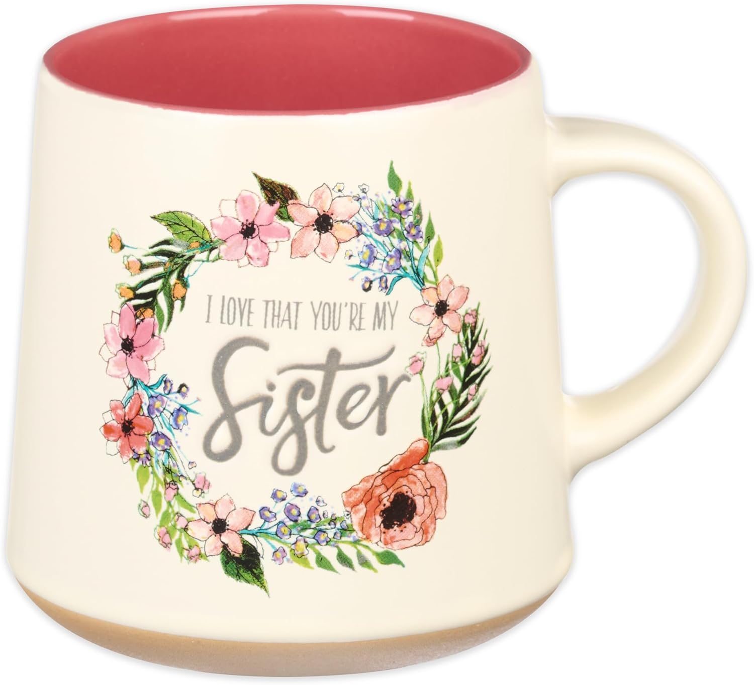 Christian Art Gifts Floral Pink Ceramic Coffee Mug – 14 oz. Microwave and Dishwasher-Safe Inspirational Scripture Coffee and Tea Mug for Women with Bible Verse: Love That You're My Sister –Eccles. 4:9