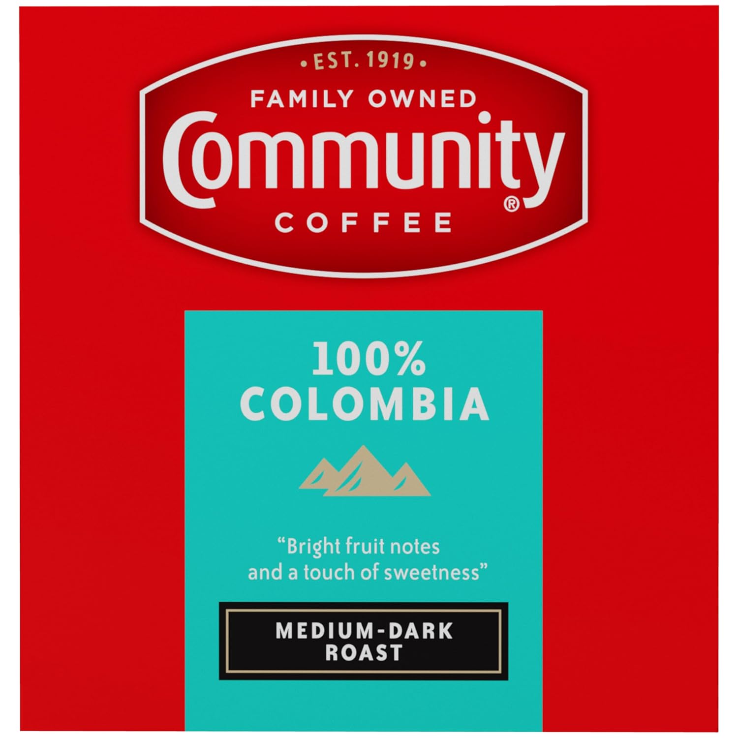 Community Coffee 100% Colombia 72 Count Coffee Pods, Medium Dark Roast, Compatible with Keurig 2.0 K-cup Brewers, 12 Count (Pack of 6)