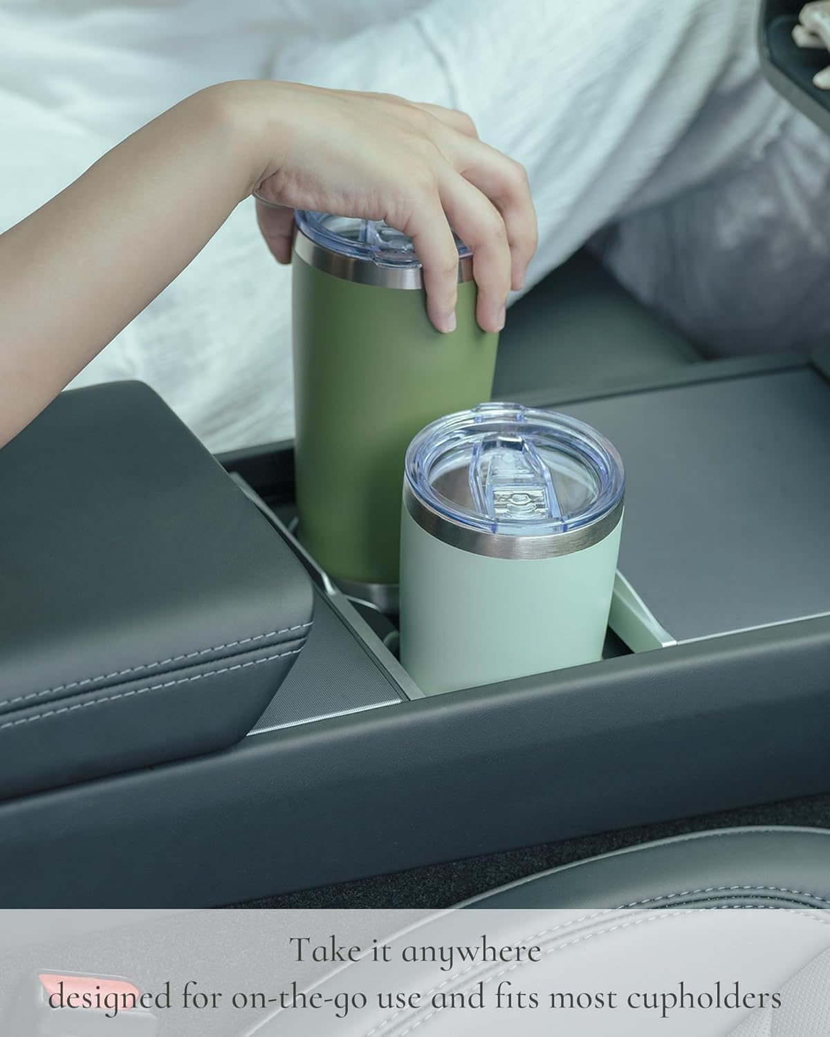 Travel Coffee Tumbler 20oz, 12 Pack Leakproof Travel Coffee Mug with Lid and Straw, Stainless Steel Double Wall Vacuum Insulated Tumbler for Hot/Iced Drinks (Textured Matte, Black)