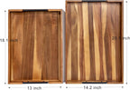 Extra-Large Wooden Tray Set of 2, (20.1'' + 18.1'') Serving Tray with Metal Handles, Rectangle Rustic Serving Trays for Breakfast, Used in Kitchen Counter, Coffee Table, Bedroom, Living Room
