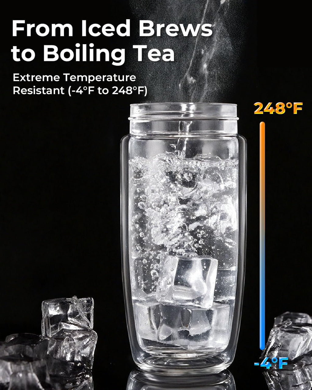 MagnaDrop Tea Tumbler – Double Wall Glass Tea Infuser Cup with Magnetic Steep Control & Bead Switch, Leakproof Travel Mug for Loose Leaf, 10.5oz