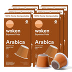 WOKEN COFFEE Compostable Nespresso Pods - Arabica Medium Roast Italian Espresso Coffee Capsules Compatible With Nespresso Coffee Machine (60 Pod Count, 6 Boxes)