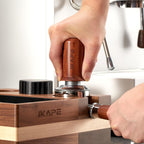 IKAPE 51mm Espresso Coffee Tamper, Spring-loaded Calibrated Tamper with Premium Stainless Steel, Walnut Wooden-Handle Tamper Compatible with All 51mm Espresso Machine Bottomless Portafilter