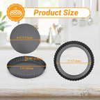 Beasea Tart Pan 8 Inch, 4pcs Mini Small Tart Pans with Removable Bottom Nonstick Carbon Steel Quiche Pie Pans for Oven Baking