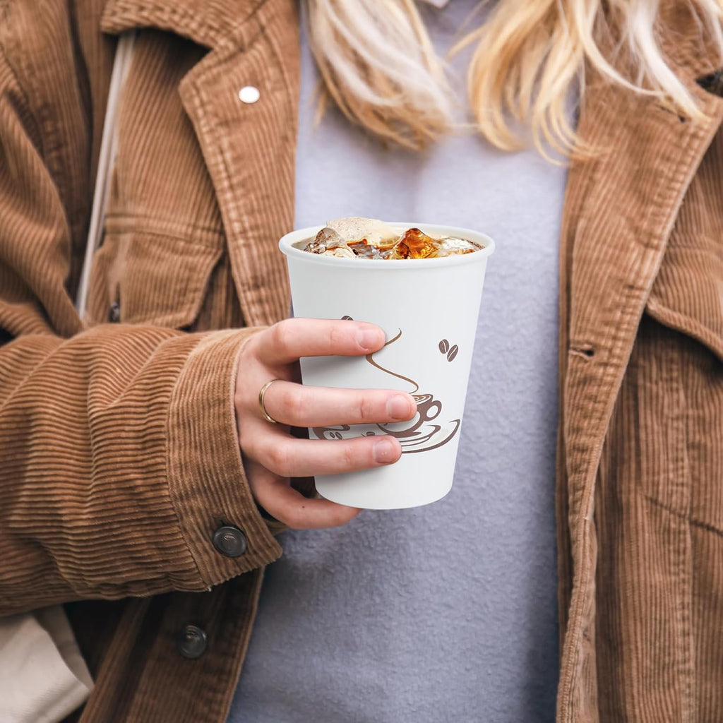 Lamosi 500 Pack 12 OZ Coffee Cups, Disposable Paper Cups for Hot/Cold Beverage, Disposable Cups 12 oz, Leak-Free Paper Coffee Cups for Cafe, Restaurant, Office and Home