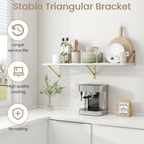 Dreamland White and Gold Shelves,36 inch Shelf, Large Floating Shelf 12 inch Deep Set of 2 for Bookshelf Living Room Bedroom Home Office Bathroom