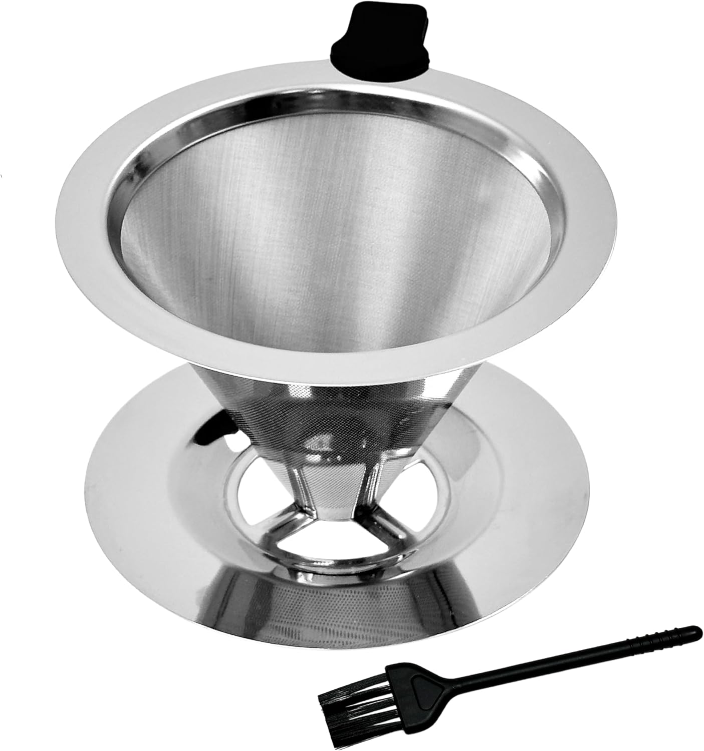 Pour Over Coffee Dripper, Reusable Stainless Steel Drip Cone Coffee Filter Double Layer Fine Mesh, Portable Coffee Maker for Eco-Friendly Brewing Paperless 1-2 Cup Solution