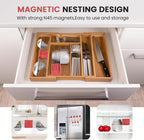 Magnetic Measuring Cups and Spoons Set-Heavy Duty 304 Stainless Steel，Double Measurement Markings，Set of 16 with Leveler for Measure Dry and Liquid Ingredients (Red)