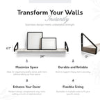 InPlace Shelving, 9602096E, Wall Mounted Real Wood Rustic Bracket Ledge, 24 Inch x 5 Inch x 6.1 Inch, Distressed White