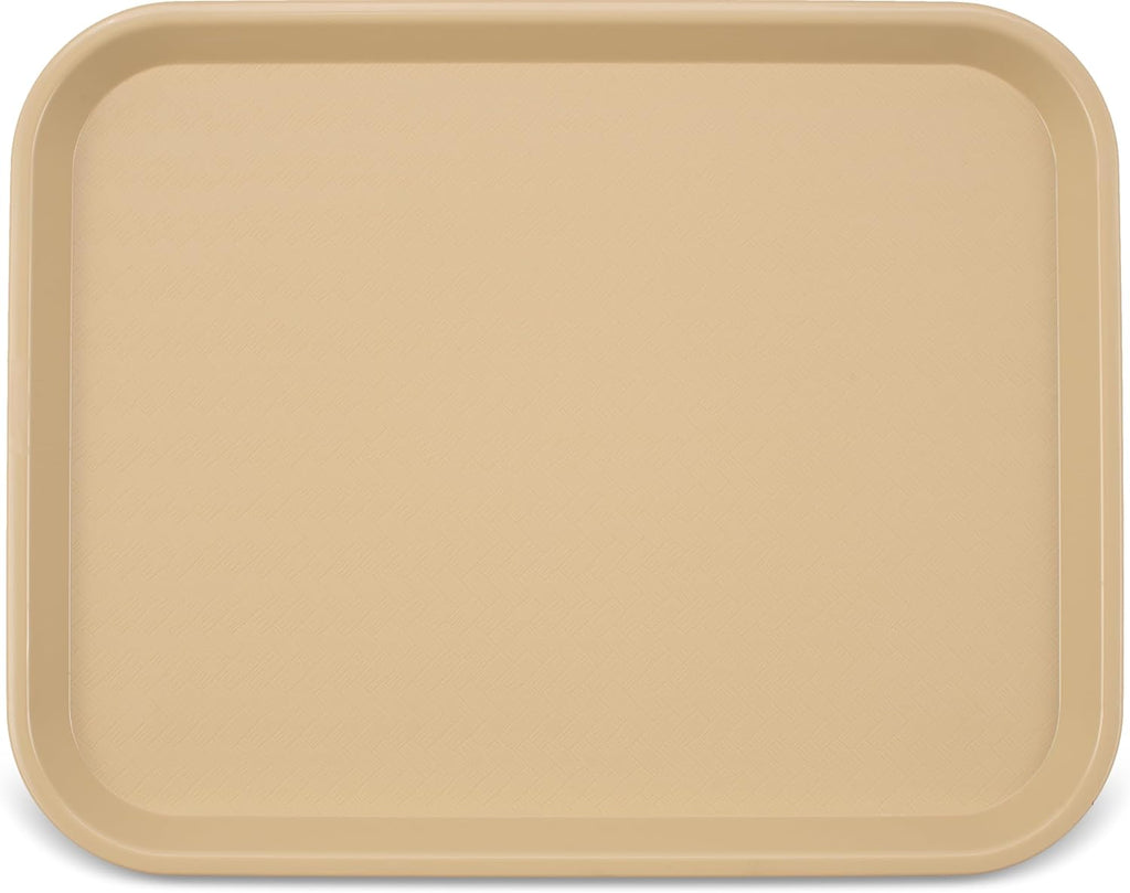 Carlisle FoodService Products Fast Food Cafeteria Tray 14" x 18", Durable Polypropylene with Slip-Resistant Surface, Stackable for Cafes and Schools, BPA-Free, Beige