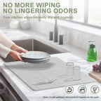 Large Stone Drying Mat for Kitchen Counter, 24" × 16" Diatomite Dish Drying Mat, Quick Dry Stone Mats, Ultra Absorbent Natural Diatomaceous Earth Mats for Dished, Bottles, Light Grey