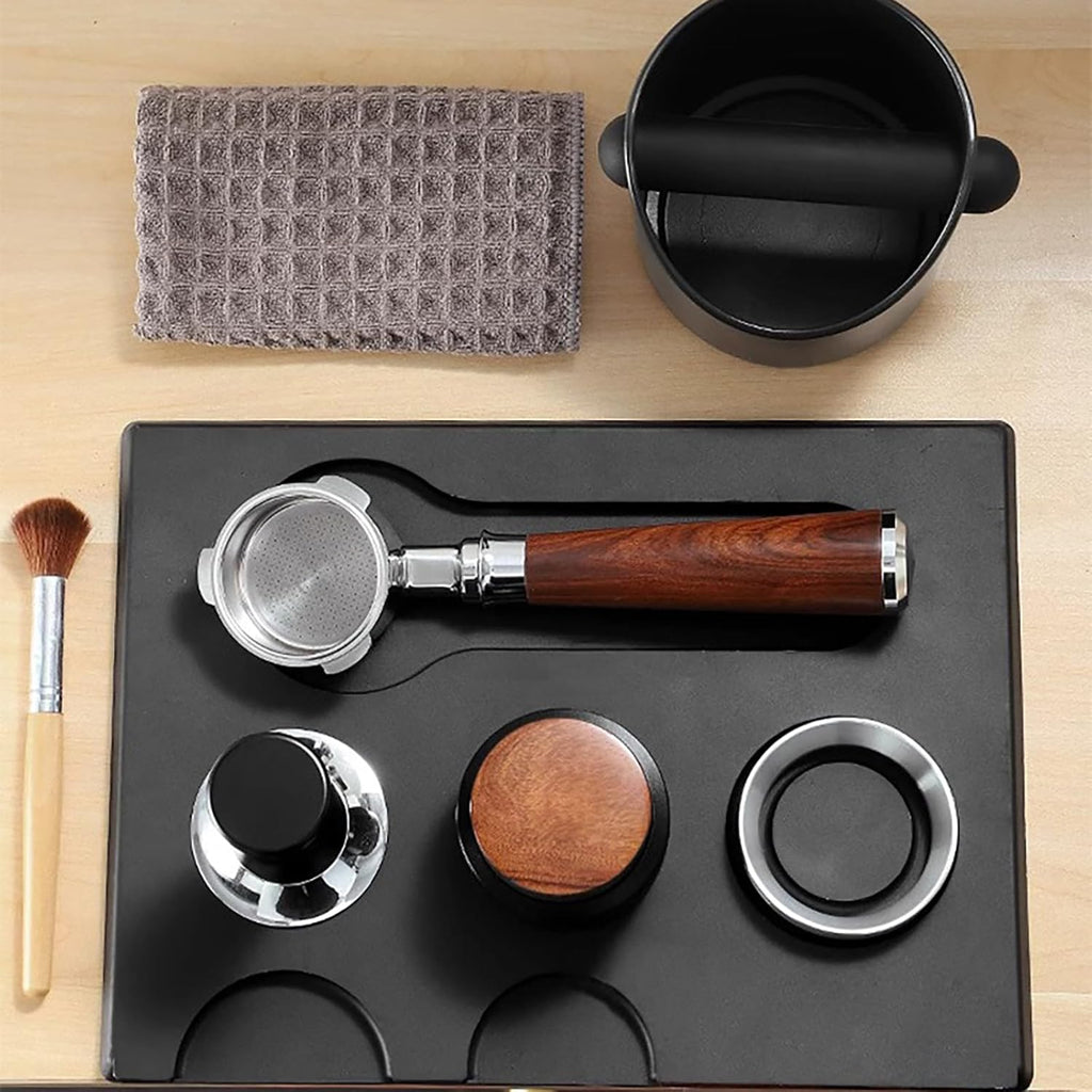 Espresso Tamping Mat, Large Tamping Mat with Corner Edge, Anti-Slip Espresso Silicone Mat For Baristas Tool Supplies, Coffee & Espresso Machine Parts & Accessories, Black 12.6 x 9.5 inch