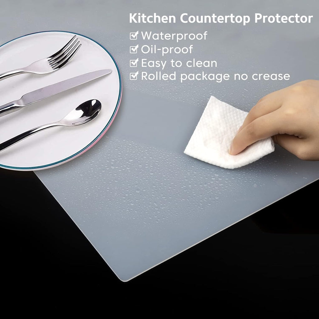 Silicone Mats for Kitchen Counter, Nonslip Silicone Mats for Crafts Countertop Protector Heat Resistant Mat (78.7” x 24” x 0.08”, Translucent)